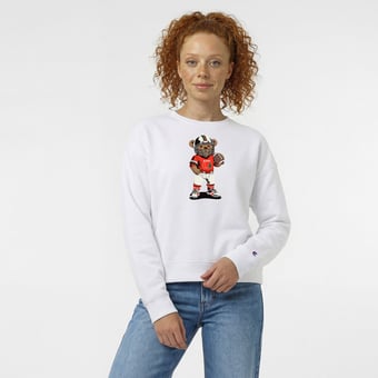 Women's Champion  White Miami Hurricanes Teddy Bear Sweatshirt
