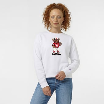 Women's Champion  White Nebraska Huskers Teddy Bear Sweatshirt