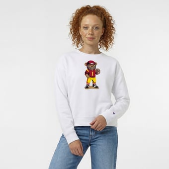 Women's Champion  White USC Trojans Teddy Bear Sweatshirt