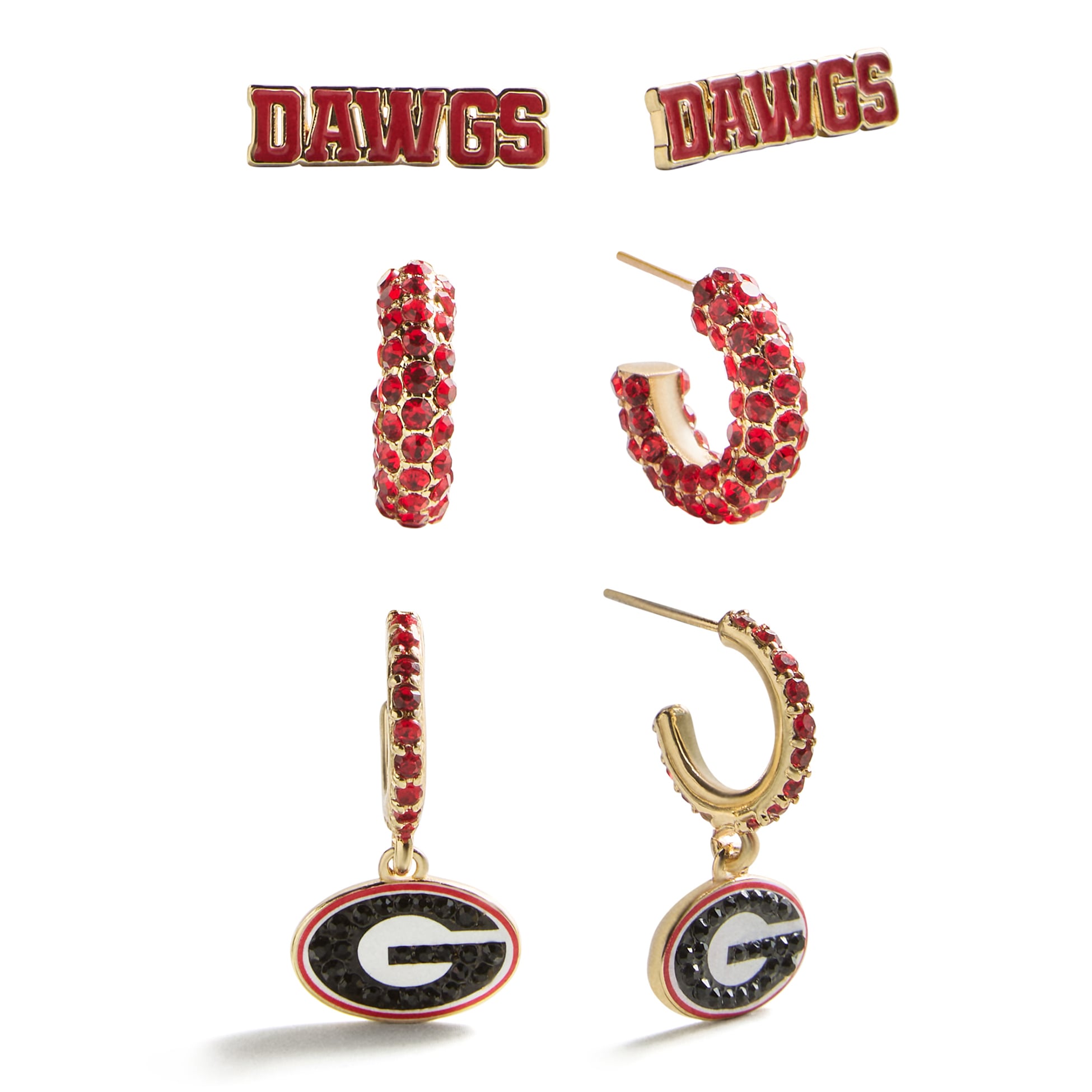 BaubleBar Georgia Bulldogs 3-Piece Earring Set
