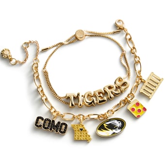 BaubleBar Missouri Tigers Two-Piece Delicate Charm & Slogan Bracelet Set