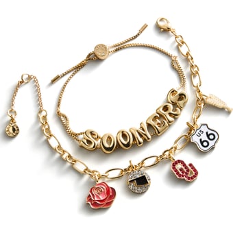 BaubleBar Oklahoma Sooners Two-Piece Delicate Charm & Slogan Bracelet Set