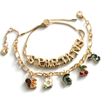 BaubleBar Michigan State Spartans Two-Piece Delicate Charm & Slogan Bracelet Set