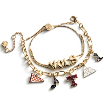 BaubleBar Tennessee Volunteers Two-Piece Delicate Charm & Slogan Bracelet Set