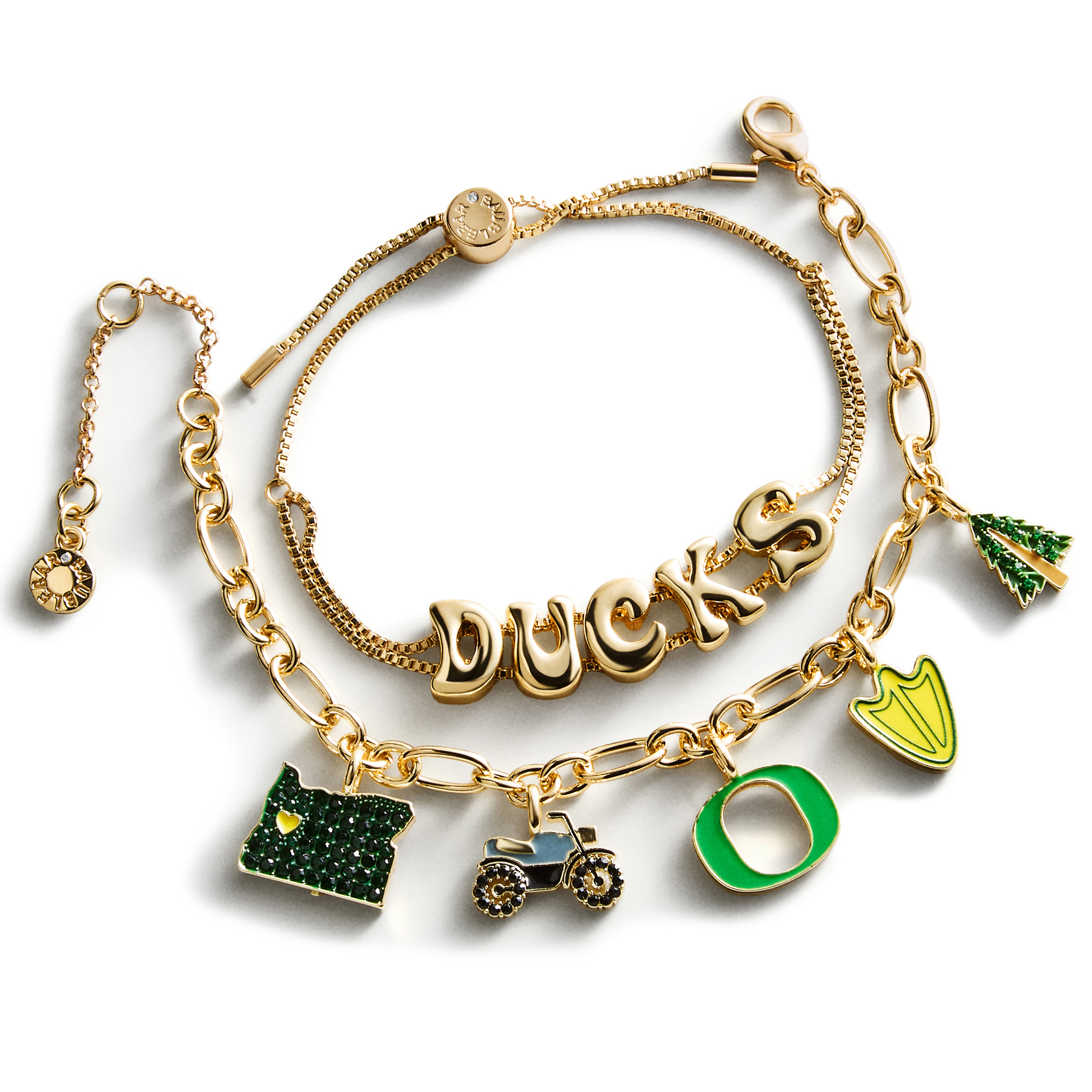BaubleBar Oregon Ducks Two-Piece Delicate Charm & Slogan Bracelet Set