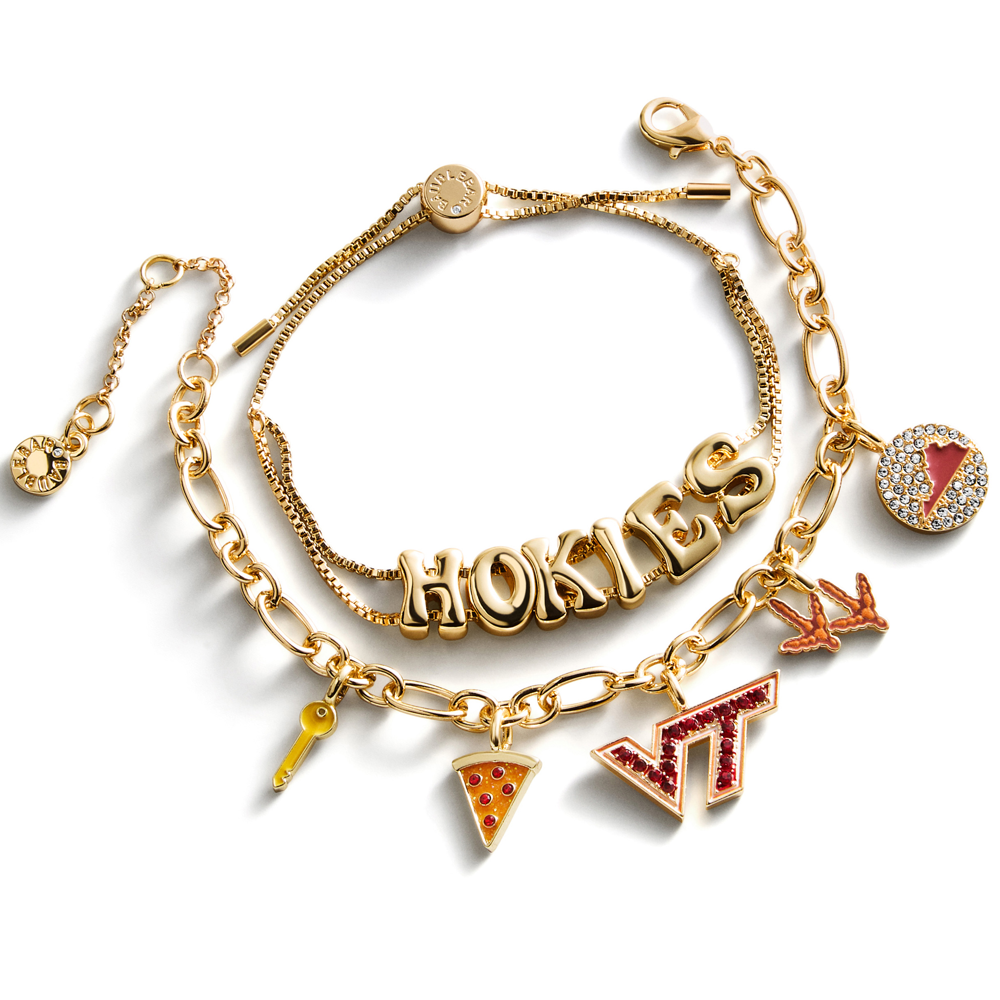 BaubleBar Virginia Tech Hokies Two-Piece Delicate Charm & Slogan Bracelet Set
