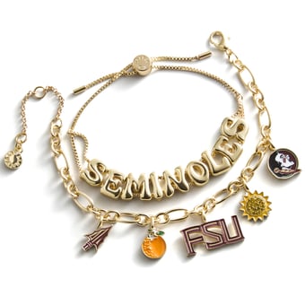 BaubleBar Florida State Seminoles Two-Piece Delicate Charm & Slogan Bracelet Set