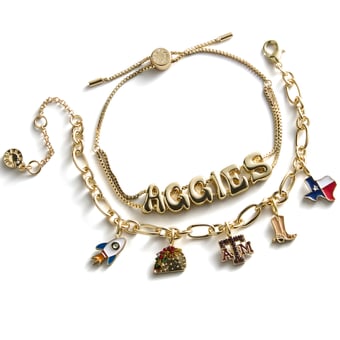 BaubleBar Texas A&M Aggies Two-Piece Delicate Charm & Slogan Bracelet Set