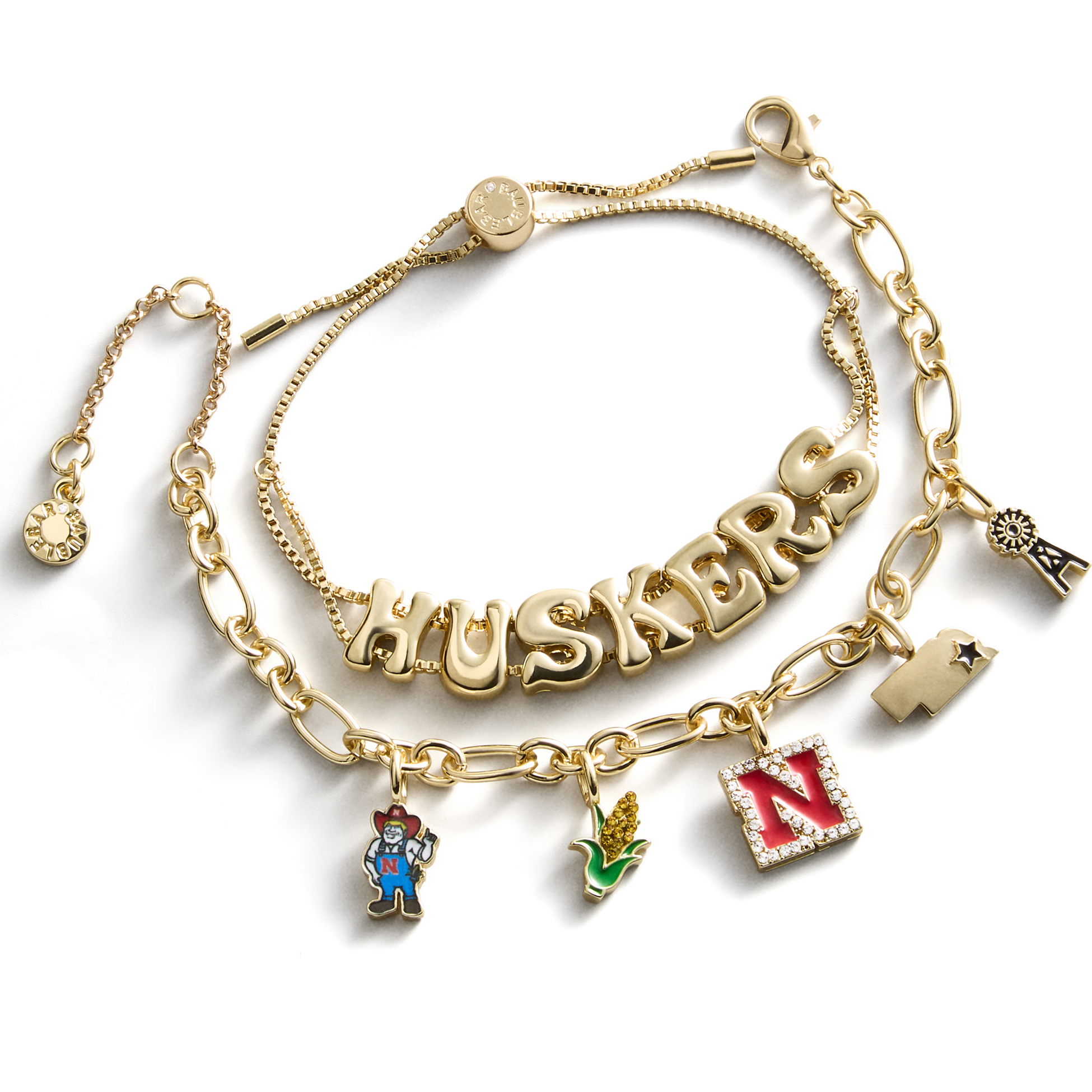 BaubleBar Nebraska Huskers Two-Piece Delicate Charm & Slogan Bracelet Set
