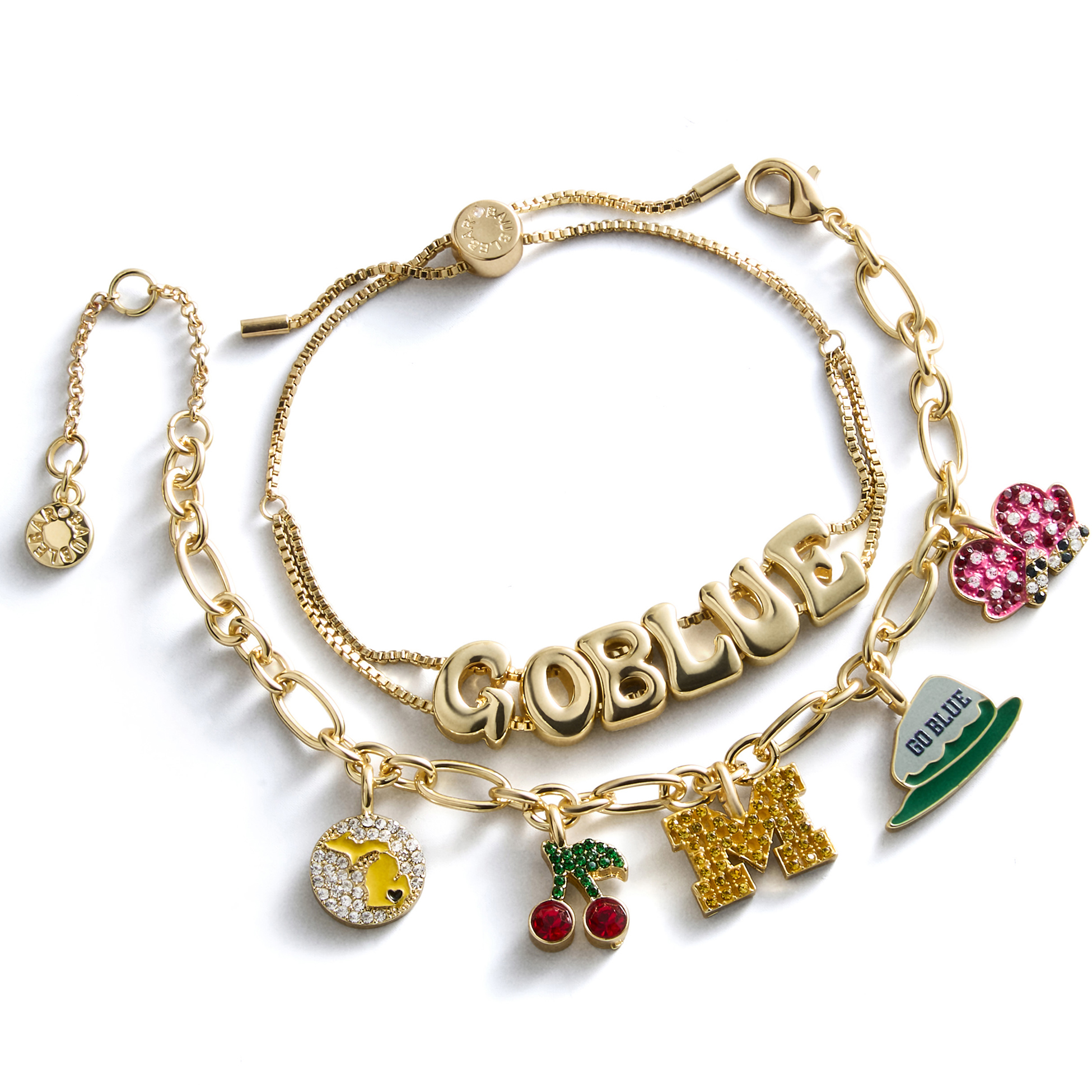 BaubleBar Michigan Wolverines Two-Piece Delicate Charm & Slogan Bracelet Set