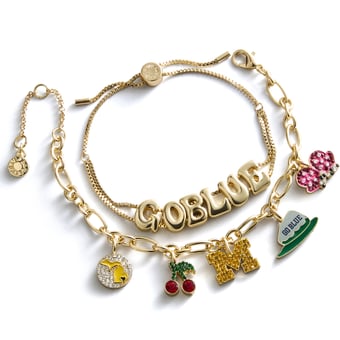 BaubleBar Michigan Wolverines Two-Piece Delicate Charm & Slogan Bracelet Set