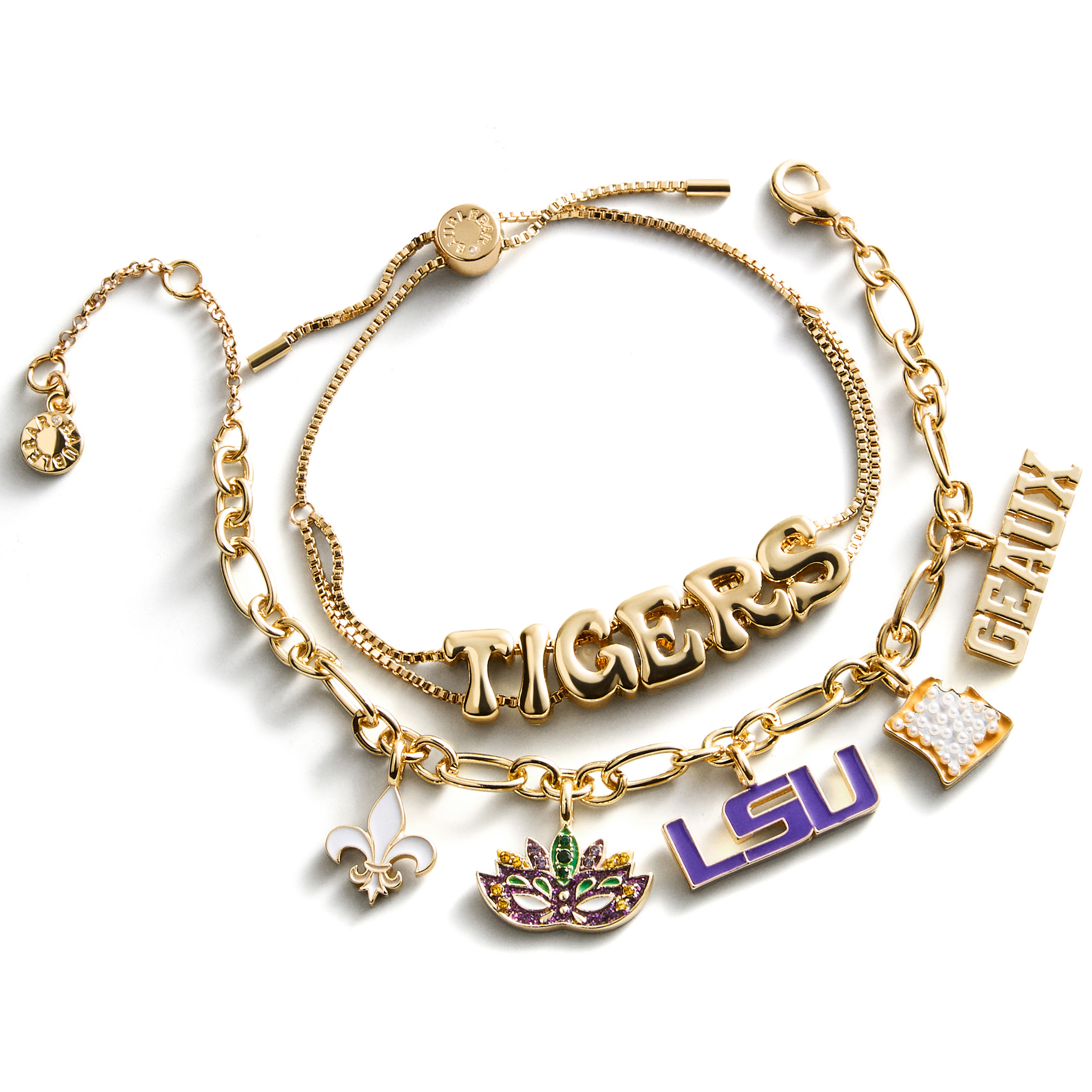 BaubleBar LSU Tigers Two-Piece Delicate Charm & Slogan Bracelet Set