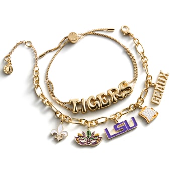 BaubleBar LSU Tigers Two-Piece Delicate Charm & Slogan Bracelet Set