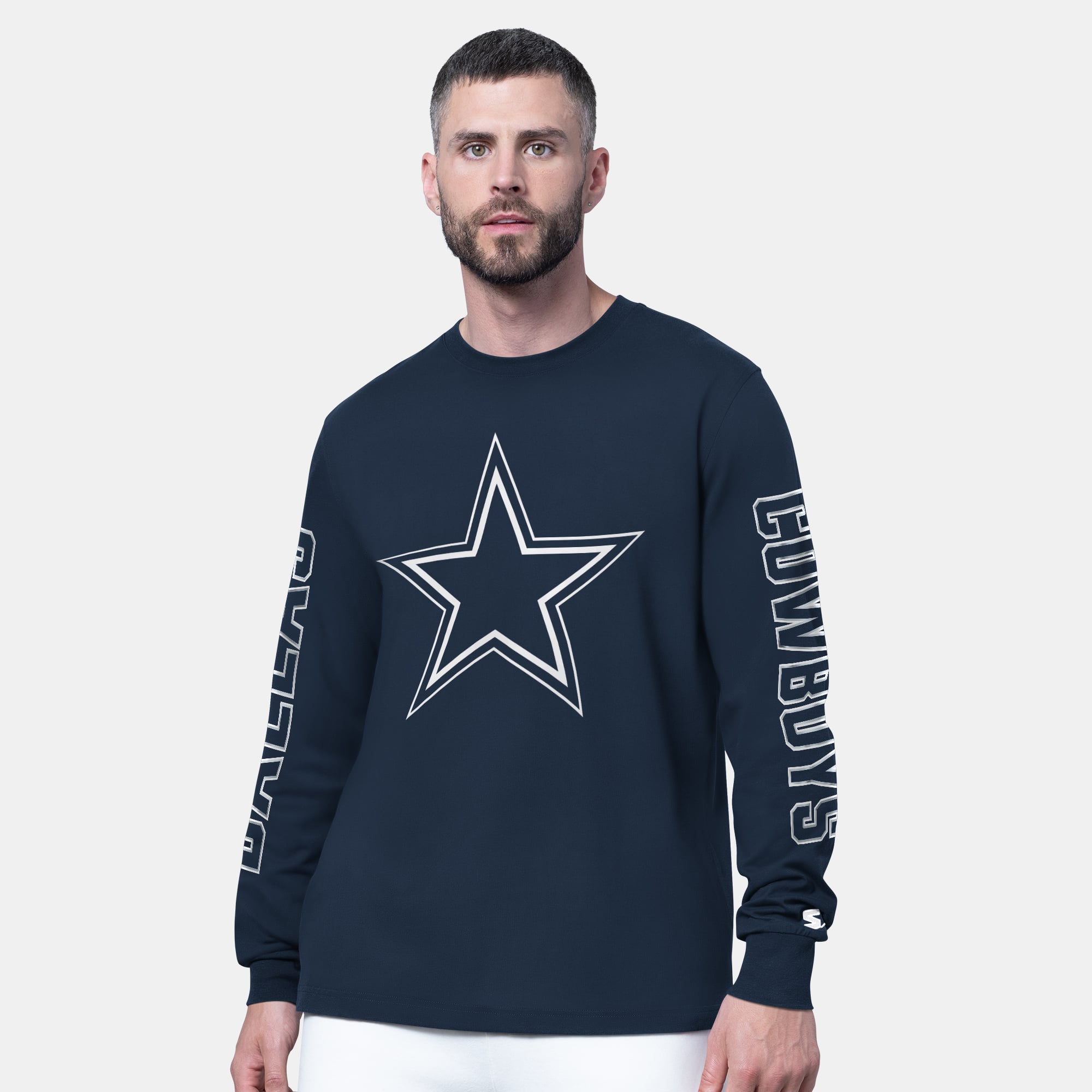 Men's Starter Navy Dallas Cowboys Clutch Hit II Long-Sleeve T-Shirt