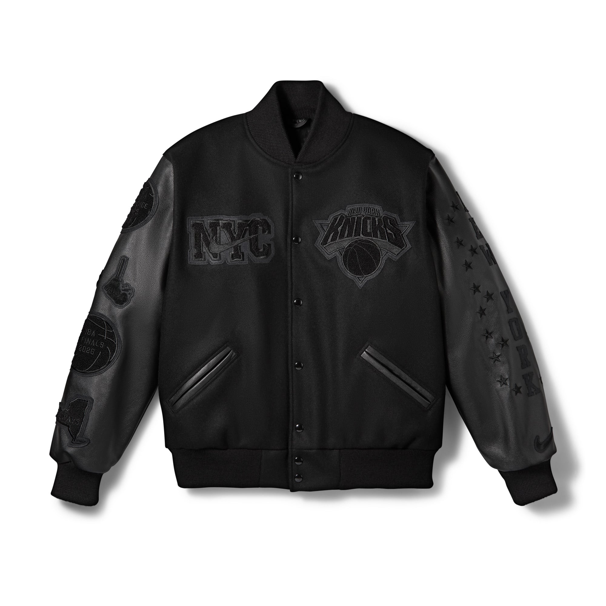 Men's Nike x Settlemeir's Black New York Knicks 2026 NBA Finals Champions Limited Edition Premium Full-Snap Jacket