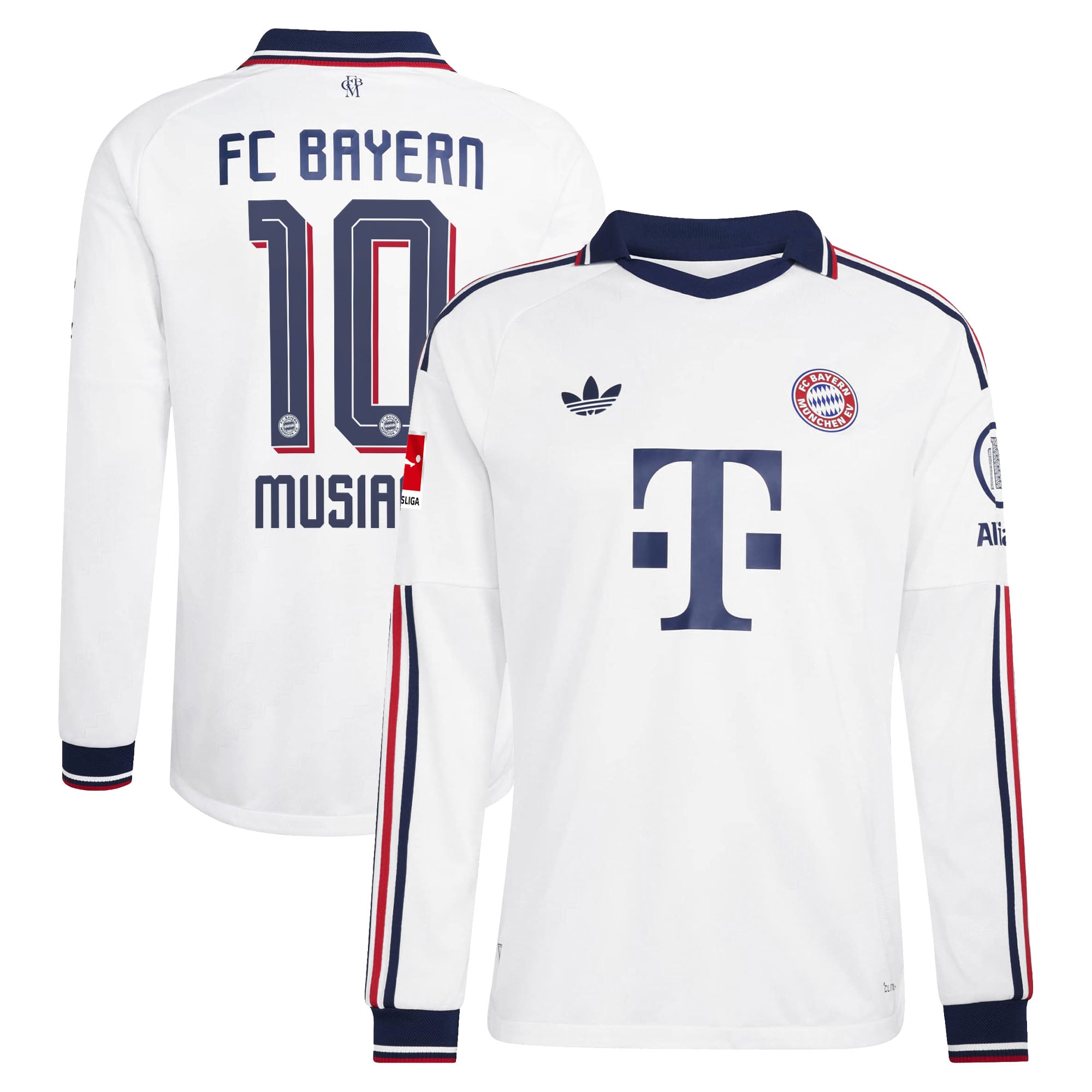 Men's adidas Jamal Musiala White Bayern Munich 2026/27 Away On-Field Authentic Long Sleeve Jersey