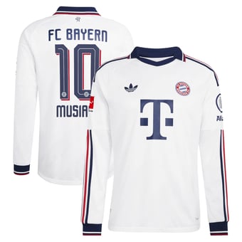 Men's adidas Jamal Musiala White Bayern Munich 2026/27 Away On-Field Authentic Long Sleeve Jersey