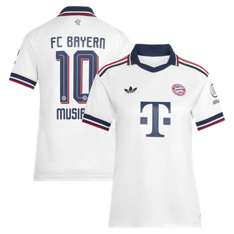 Women's adidas Jamal Musiala White Bayern Munich 2026/27 Away Replica Jersey