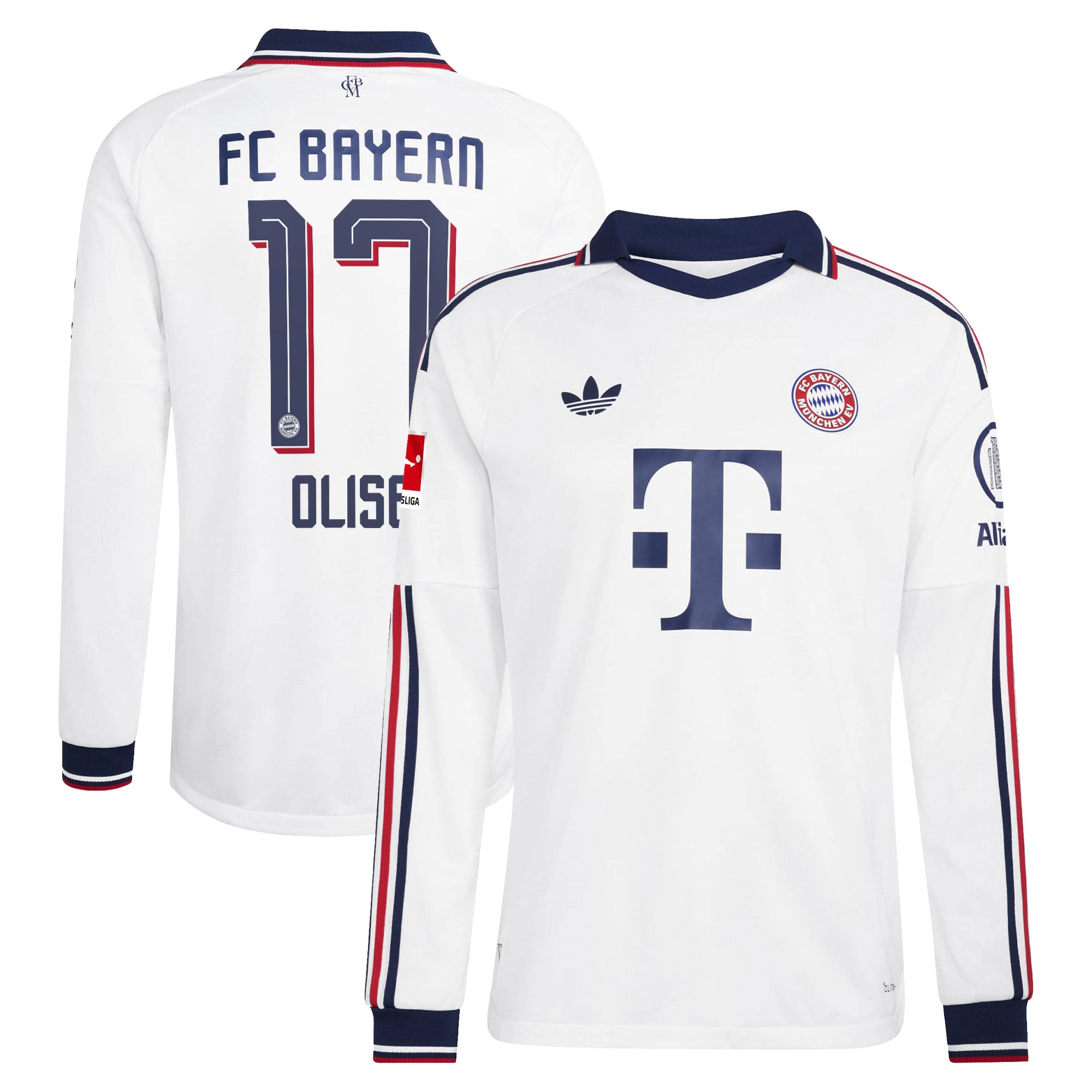 Men's adidas Michael Olise White Bayern Munich 2026/27 Away On-Field Authentic Long Sleeve Jersey