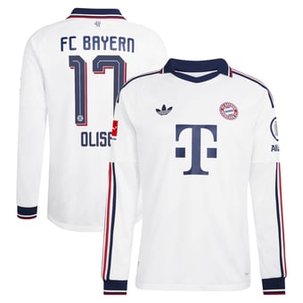 Men's adidas Michael Olise White Bayern Munich 2026/27 Away On-Field Authentic Long Sleeve Jersey