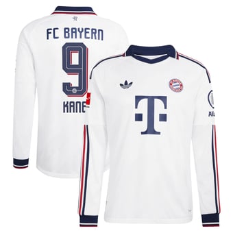 Men's adidas Harry Kane White Bayern Munich 2026/27 Away On-Field Authentic Long Sleeve Jersey