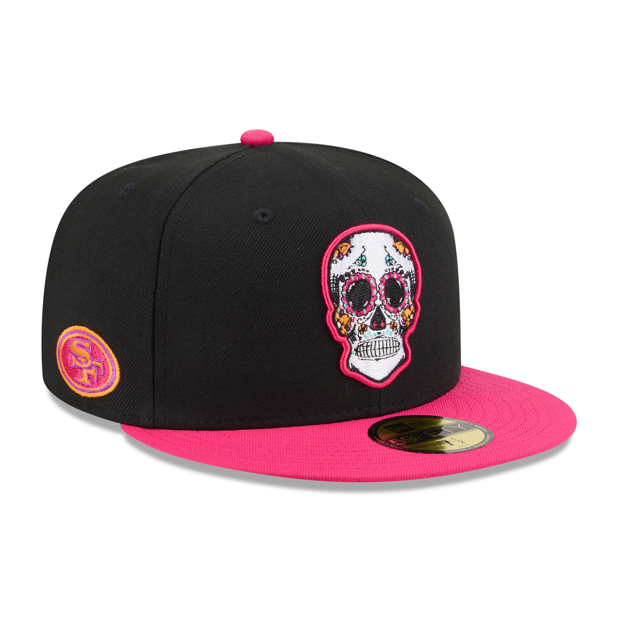 New Era Men's Black/Pink San Francisco 49ers Day Of The Dead 59FIFTY Fitted Hat - Black, Pink