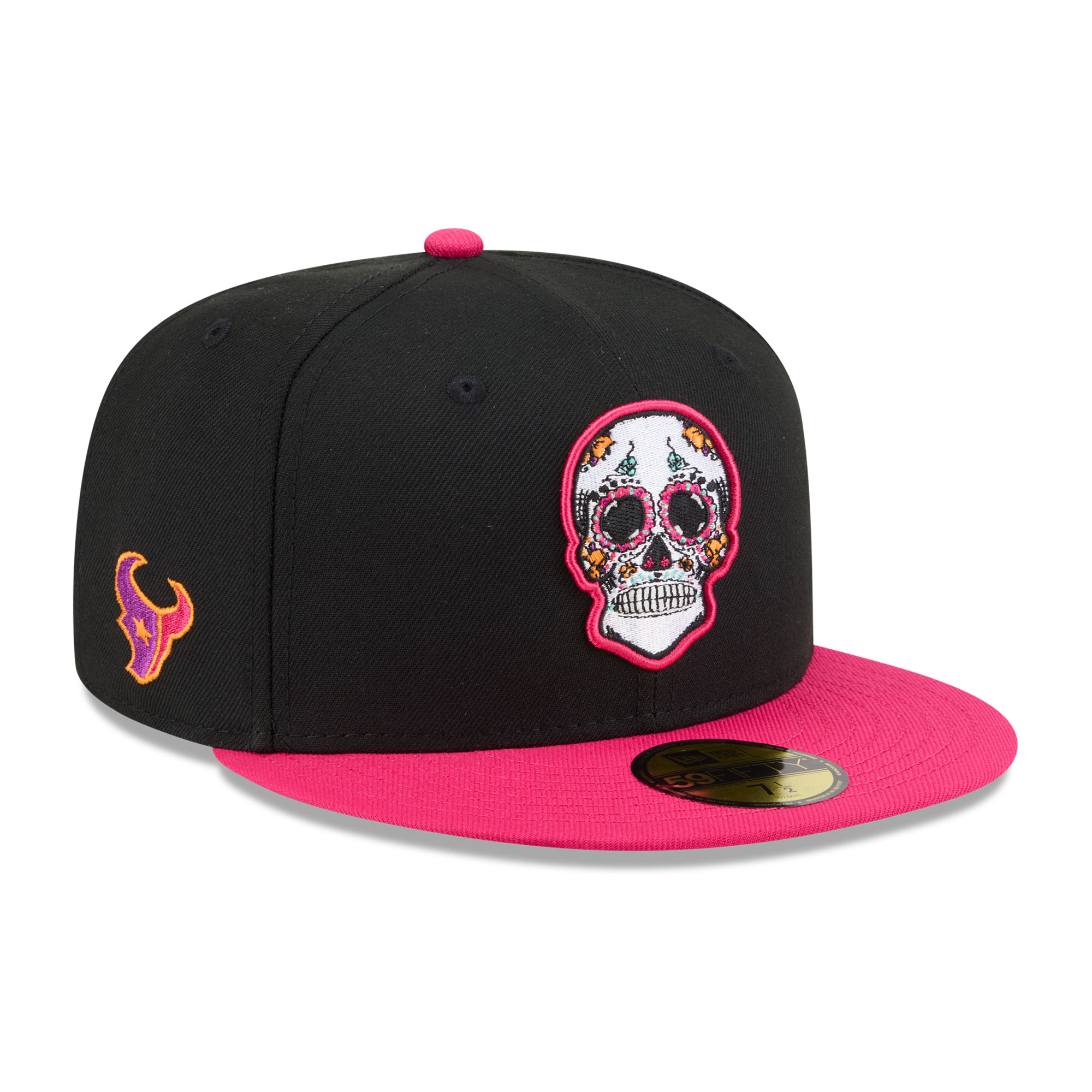 New Era Men's Black/Pink Houston Texans Day Of The Dead 59FIFTY Fitted Hat - Black, Pink