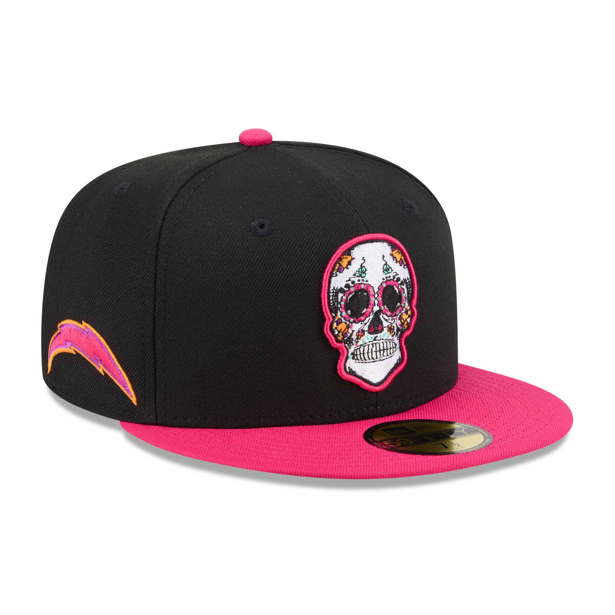 Men's New Era Black/Pink Los Angeles Chargers Day Of The Dead 59FIFTY Fitted Hat