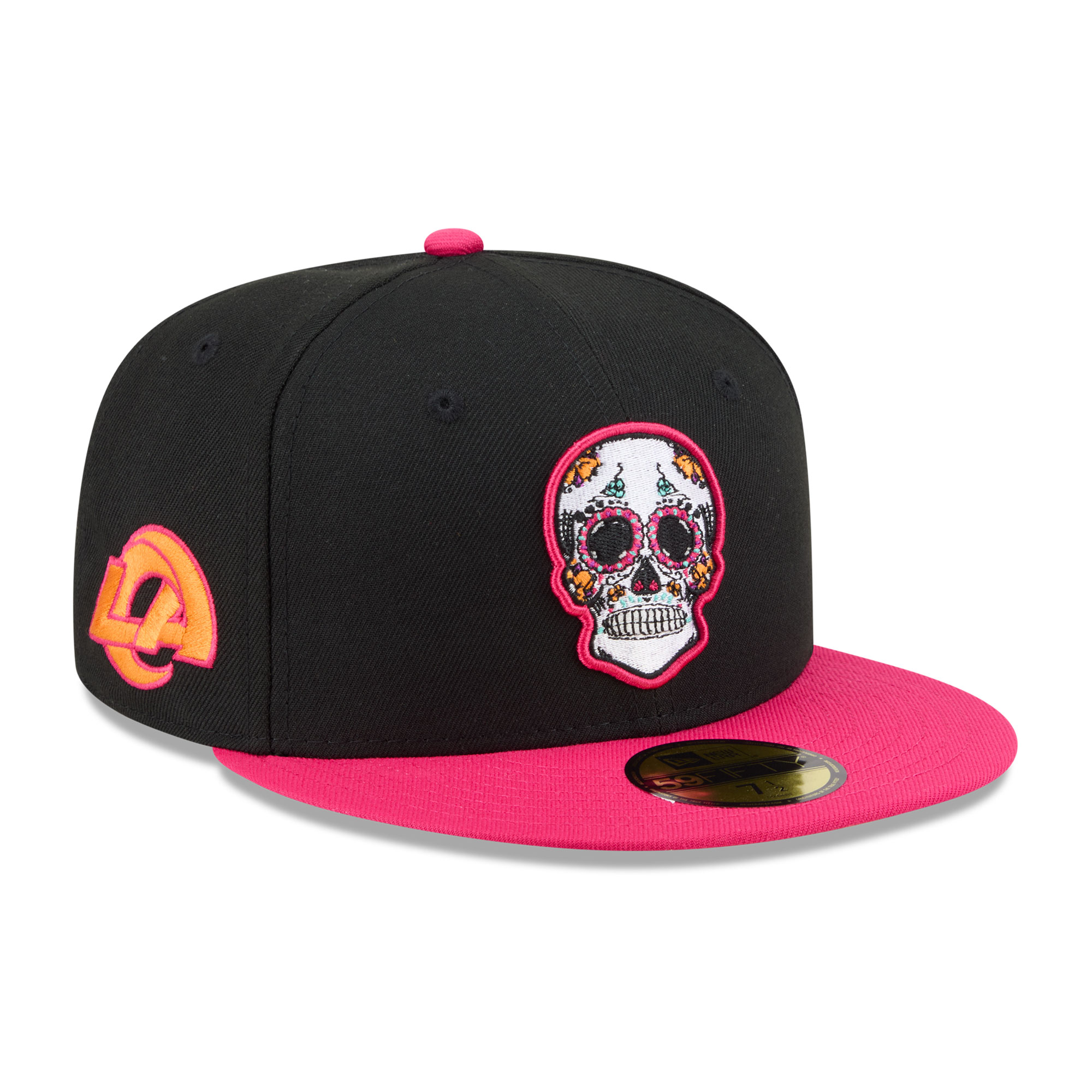 Men's New Era Black/Pink Los Angeles Rams Day Of The Dead 59FIFTY Fitted Hat