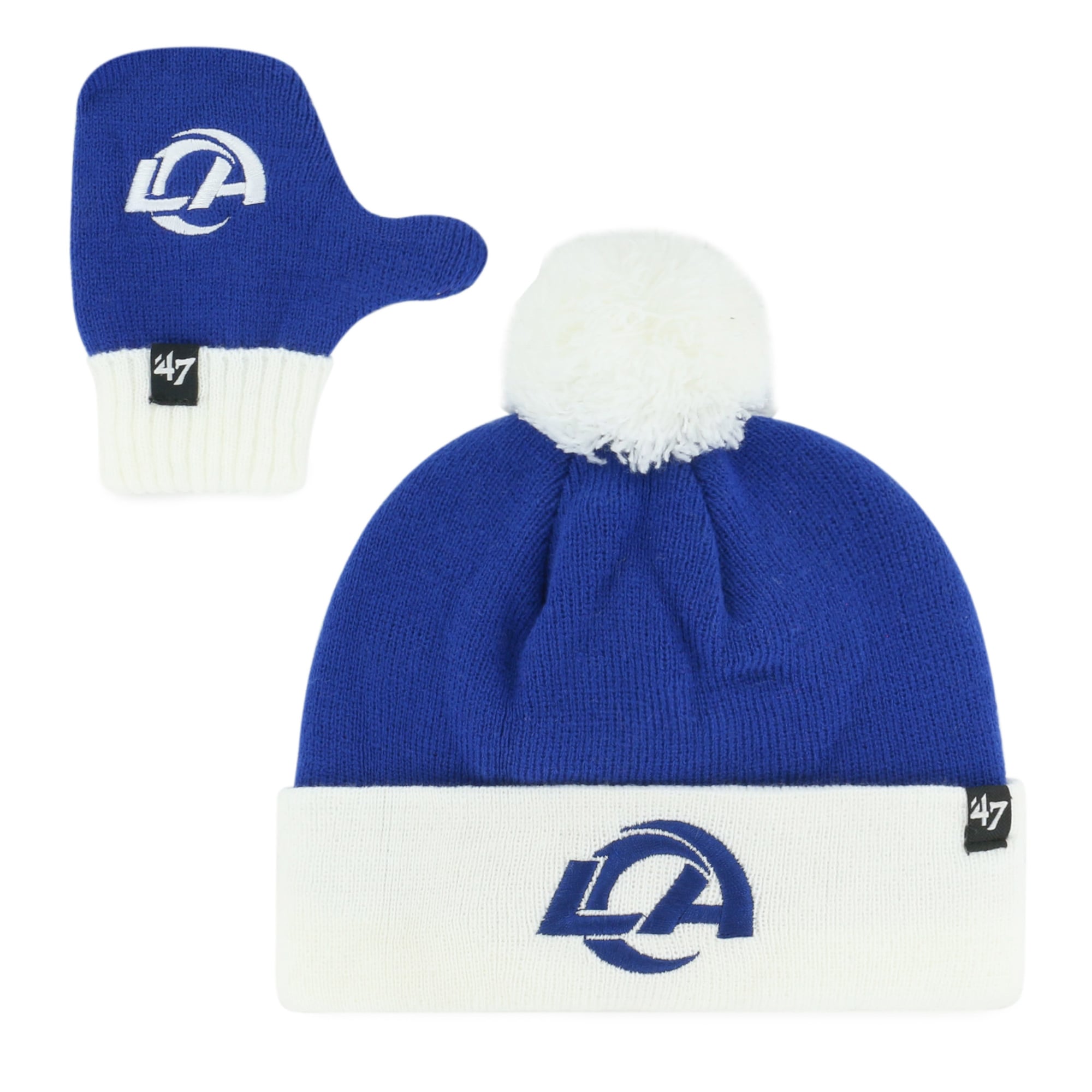 Toddler '47 Royal Los Angeles Rams Bam Bam Knit Hat & Mittens Set