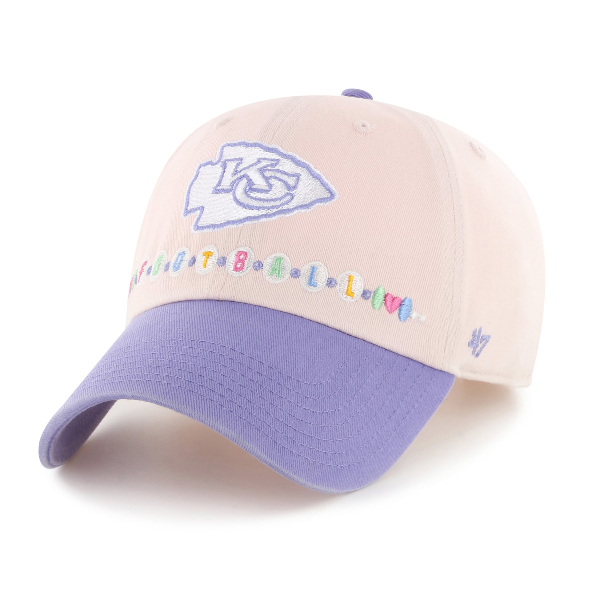 Youth '47 Pink/Purple Kansas City Chiefs Friendship Bracelet Clean Up Adjustable Hat