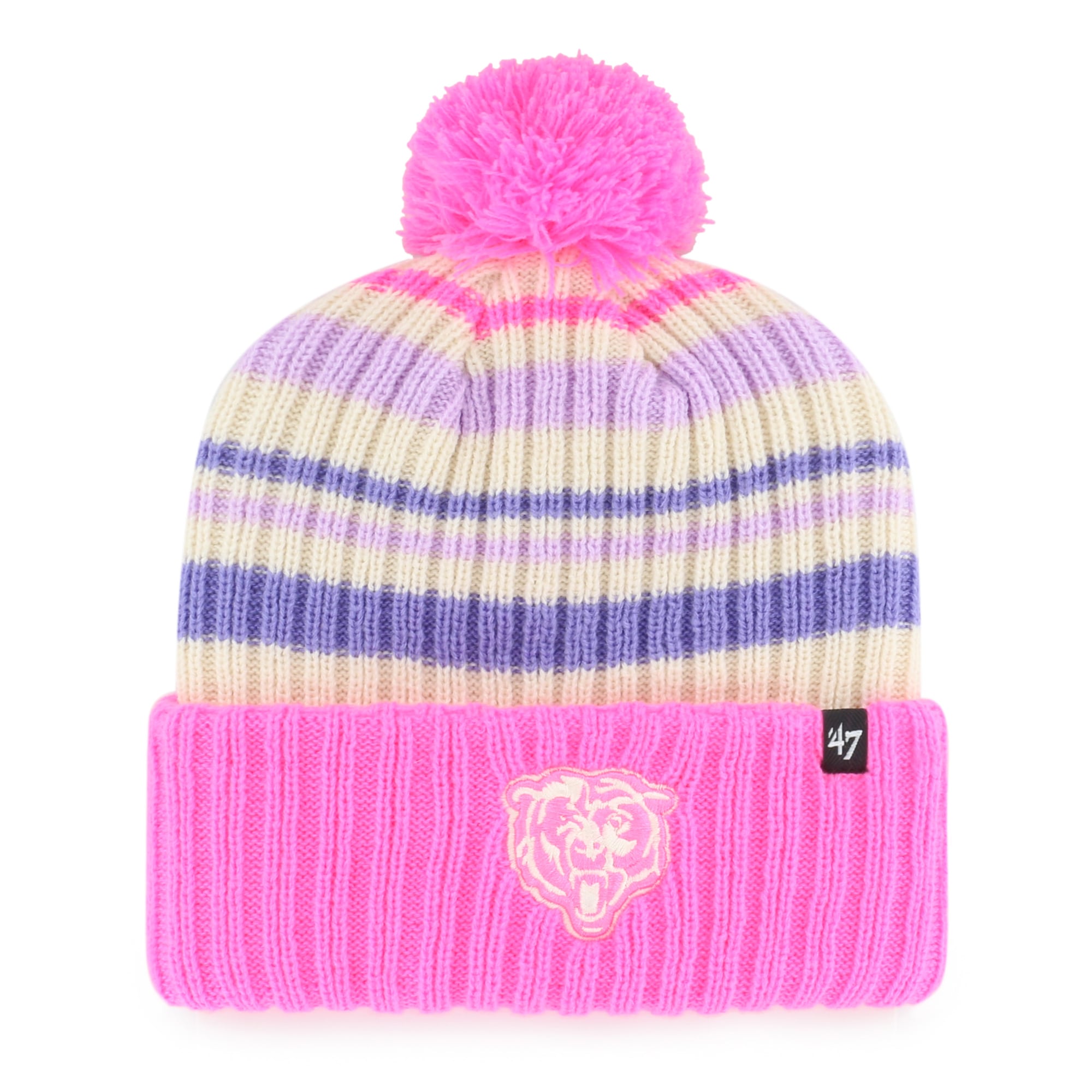 Youth '47 Pink Chicago Bears Snow Fort Cuffed Knit Hat