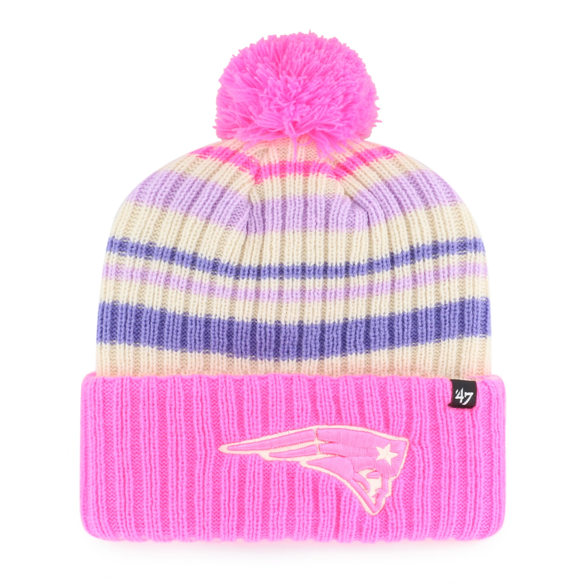 Youth '47 Pink New England Patriots Snow Fort Cuffed Knit Hat