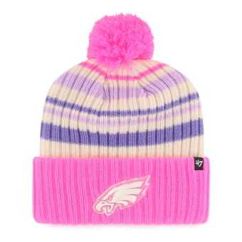 Youth '47  Pink Philadelphia Eagles Snow Fort Cuffed Knit Hat with Pom