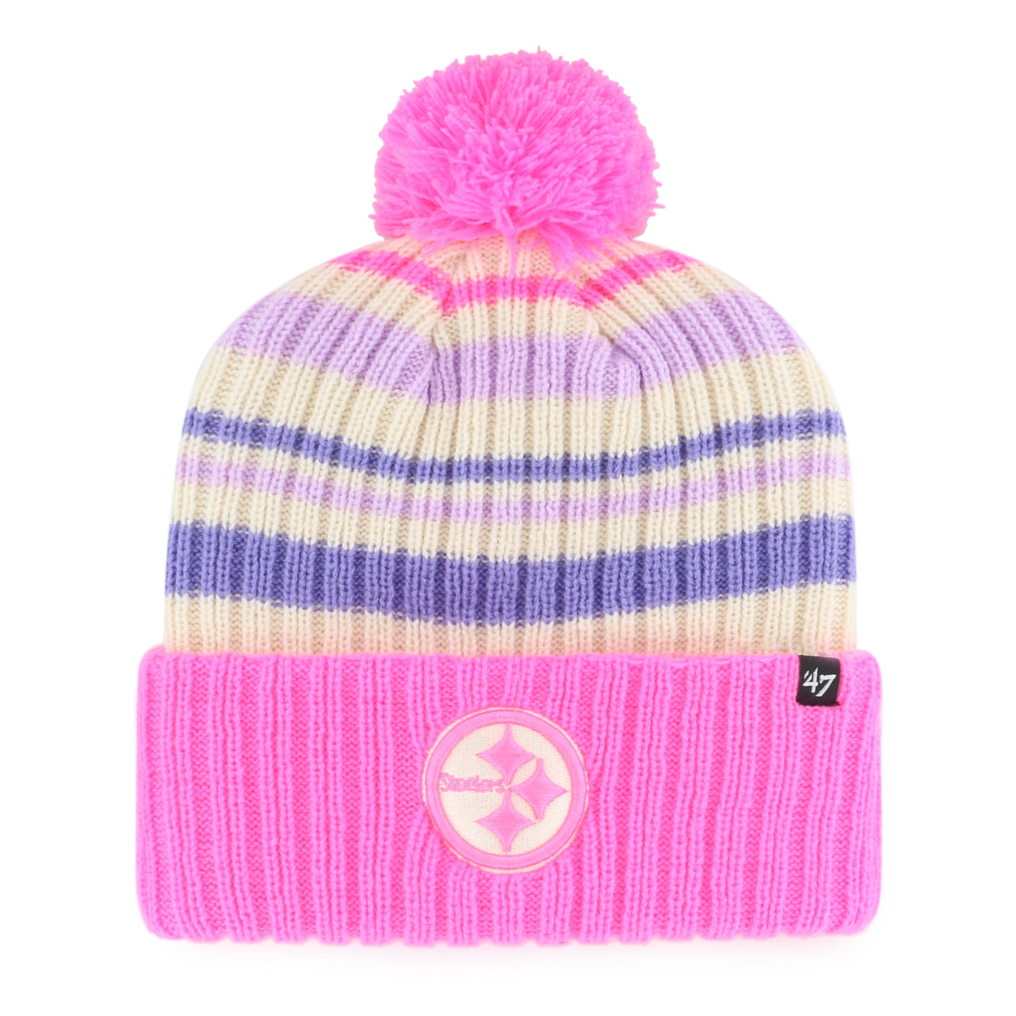 Youth '47  Pink Pittsburgh Steelers Snow Fort Cuffed Knit Hat