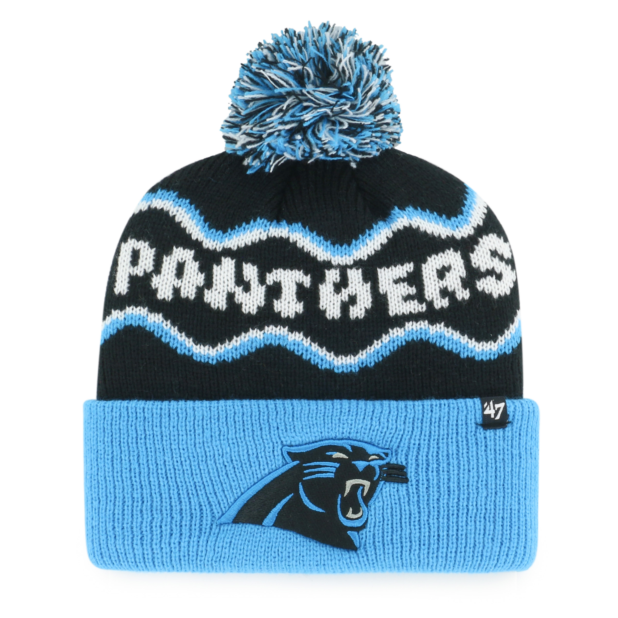 Preschool '47 Black Carolina Panthers Squiggle Script Cuffed Knit Hat