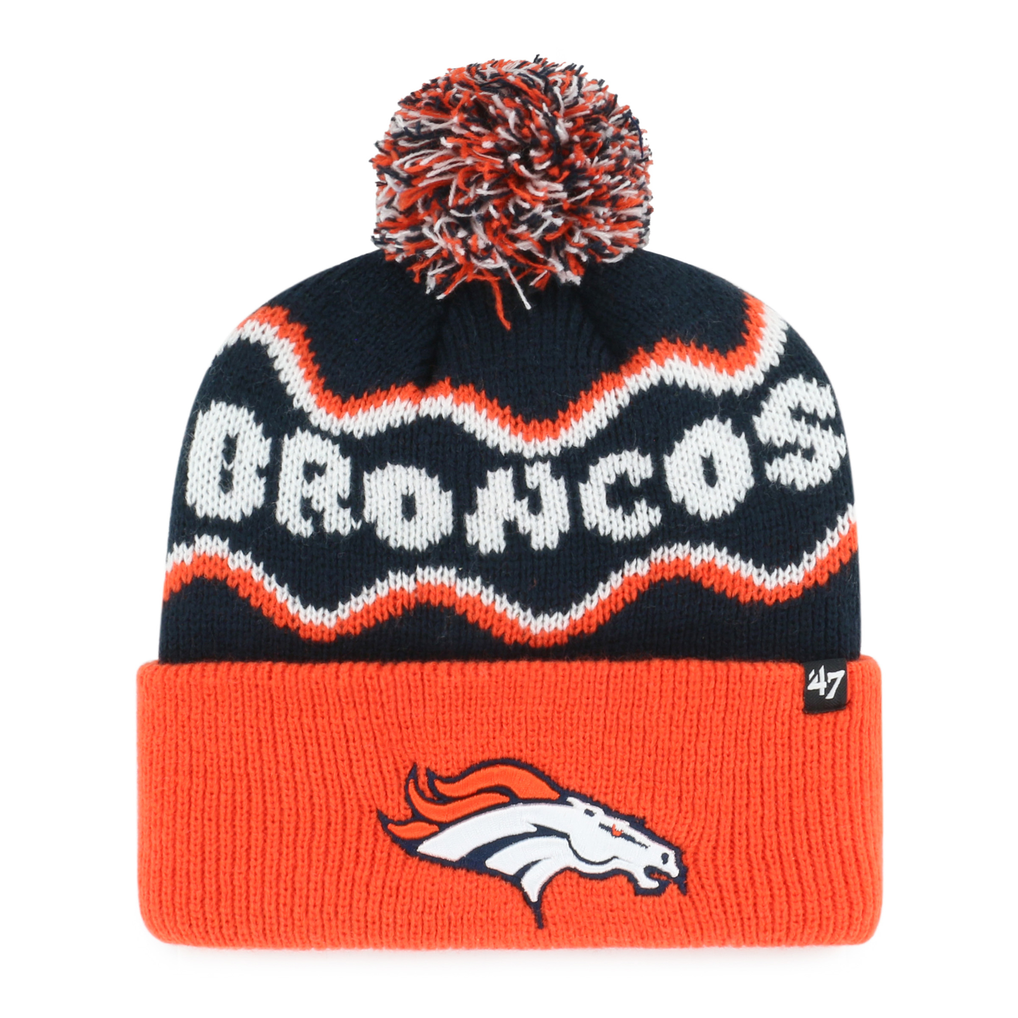 Preschool '47 Navy Denver Broncos Squiggle Script Cuffed Knit Hat