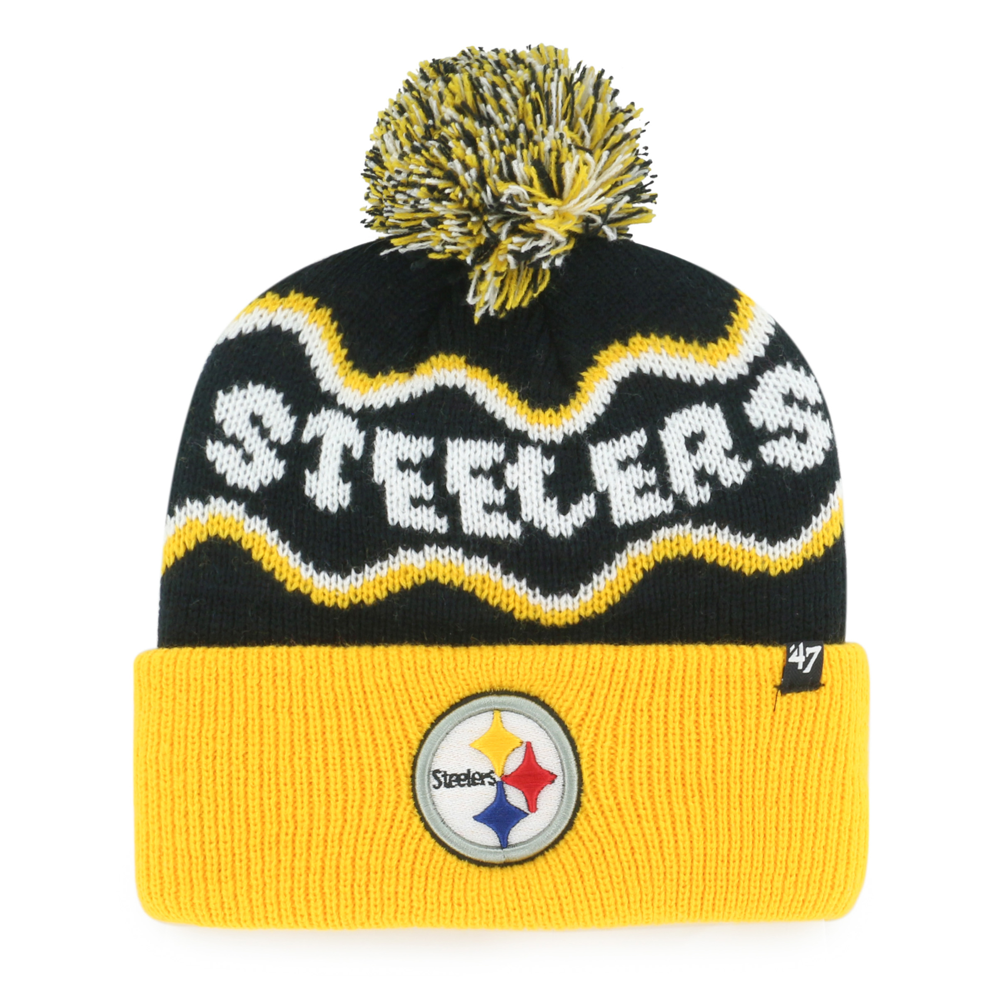 Preschool '47 Black Pittsburgh Steelers Squiggle Script Cuffed Knit Hat