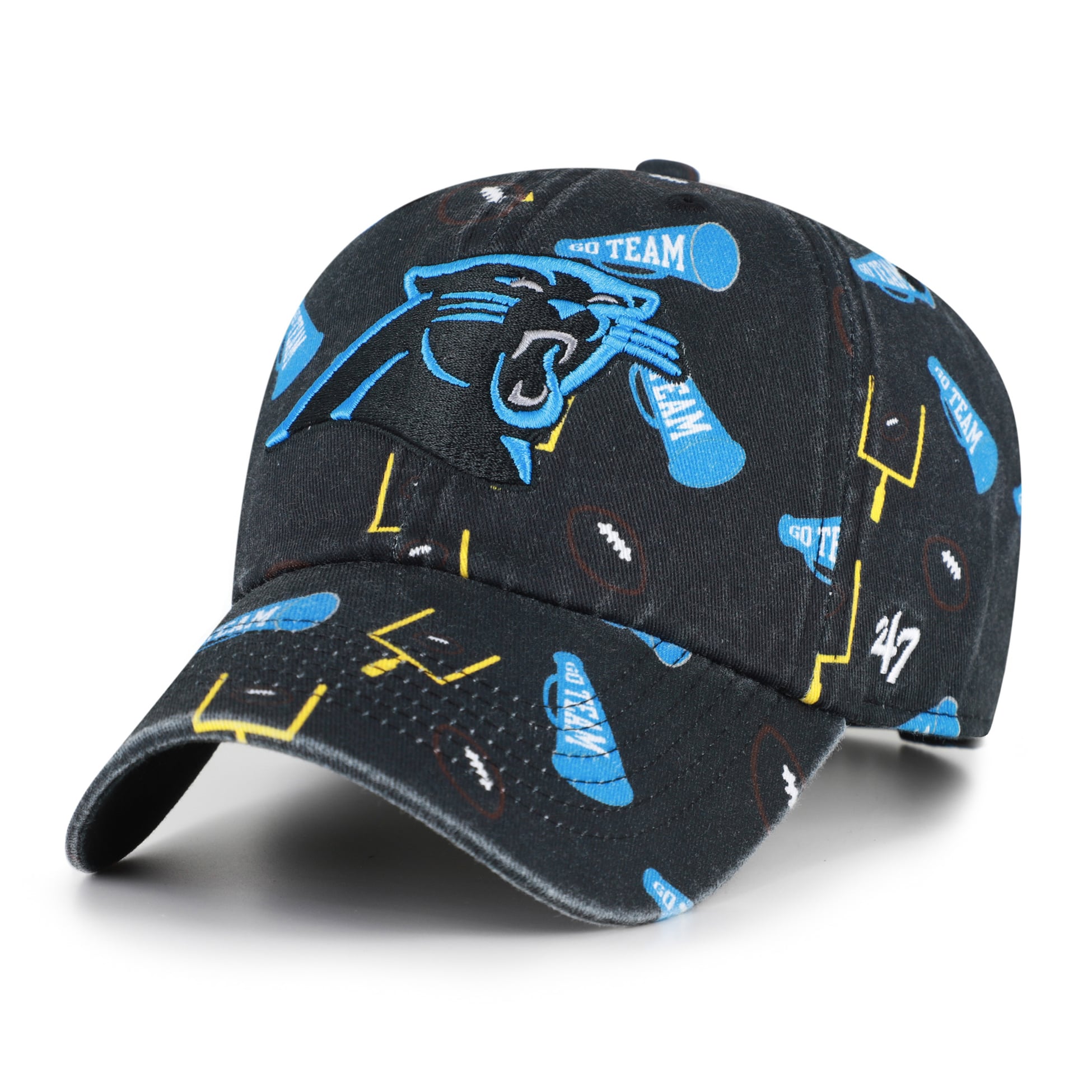 Youth '47 Black Carolina Panthers Stomping Ground Clean Up Adjustable Hat