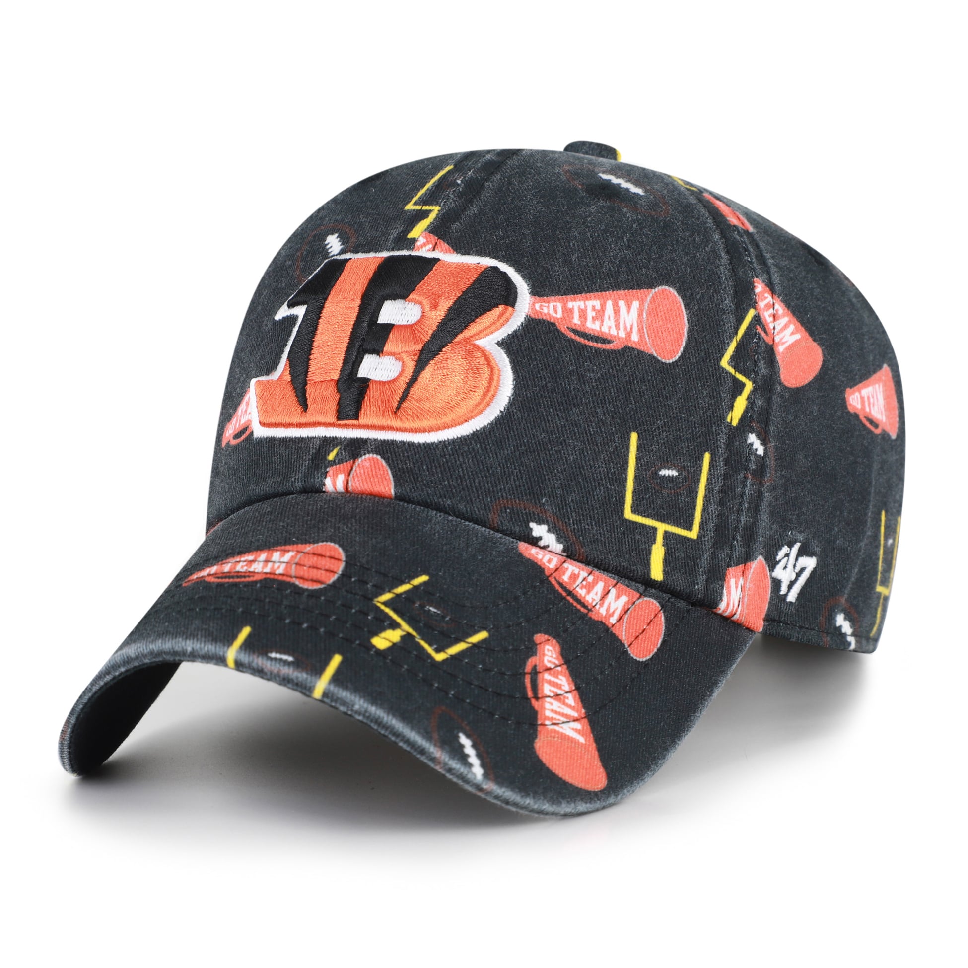 Youth '47  Black Cincinnati Bengals Stomping Ground Clean Up Adjustable Hat