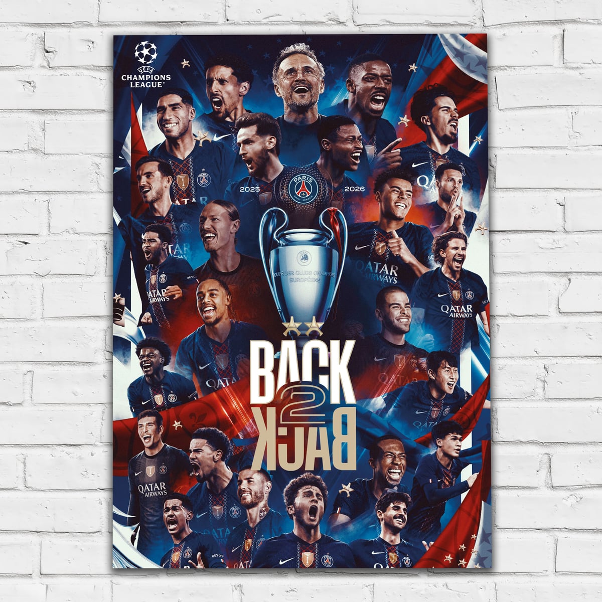 Affiche PSG Back to Back Champions d'Europe - A3
