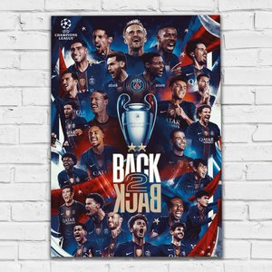 Affiche PSG Back to Back Champions d'Europe - A2, vue 2