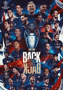 Affiche PSG Back to Back Champions d'Europe - A2, vue 3