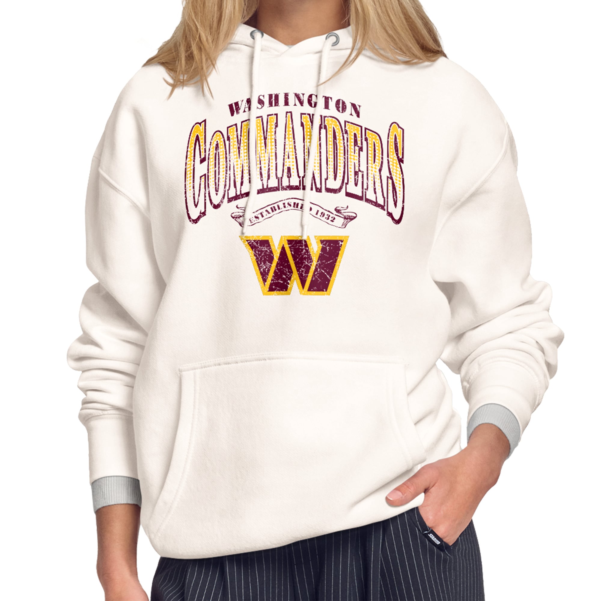 Women's Starter Cream Washington Commanders Touchdown Legacy Fleece Hoodie