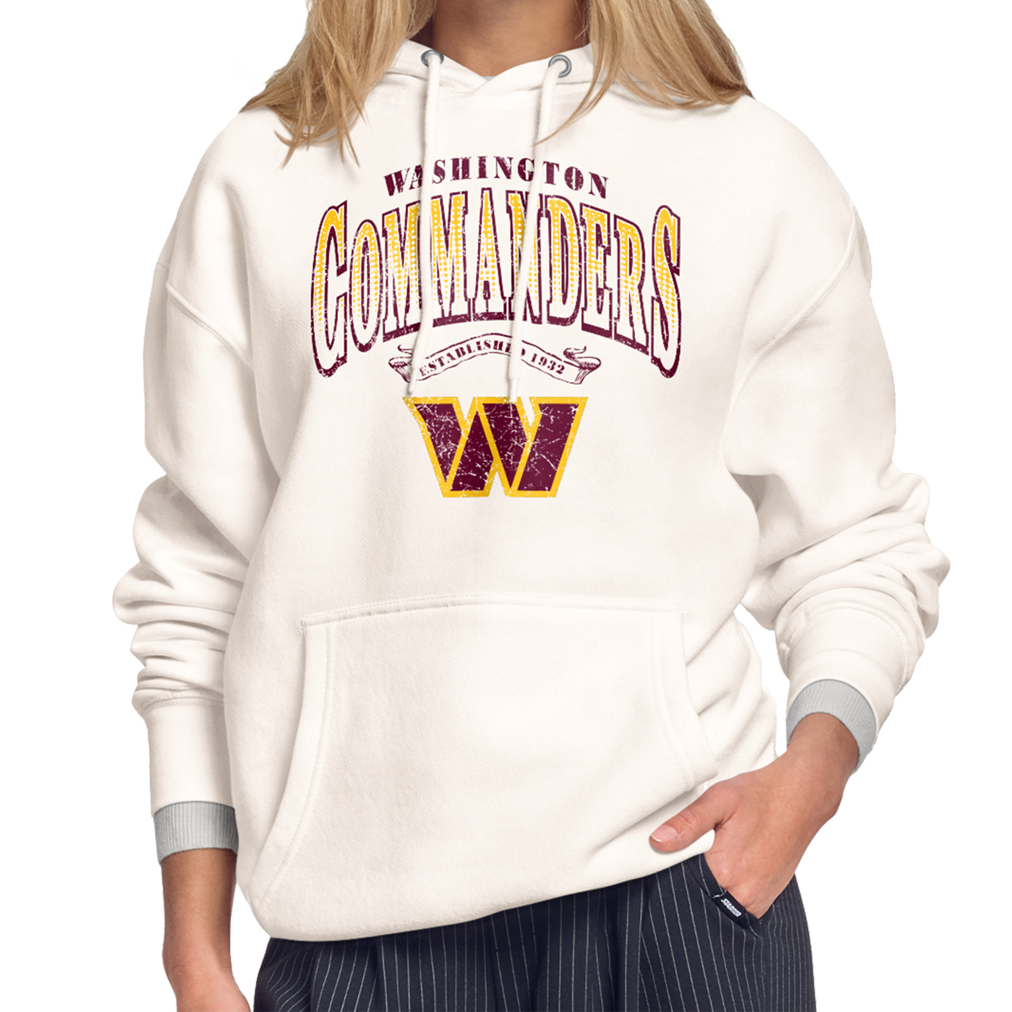 Women's Starter Cream Washington Commanders Touchdown Legacy Fleece Hoodie