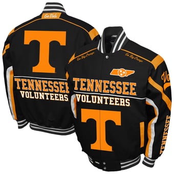 Men's Franchise Club Black Tennessee Volunteers Crush Cotton Twill Full-Snap Jacket