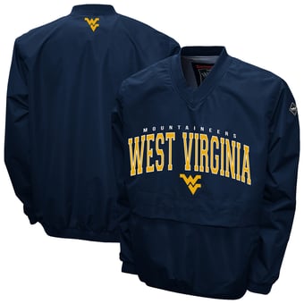 Men's Franchise Club Navy West Virginia Mountaineers Windshell V-Neck Jacket