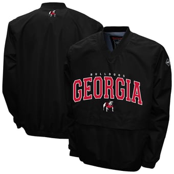 Men's Franchise Club Black Georgia Bulldogs Windshell V-Neck Jacket