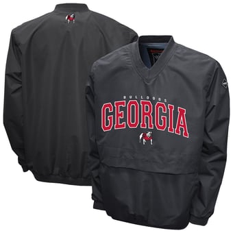 Men's Franchise Club Gray Georgia Bulldogs Windshell V-Neck Jacket