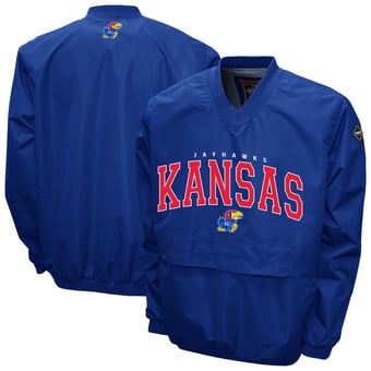 Men's Franchise Club Royal Kansas Jayhawks Windshell V-Neck Jacket